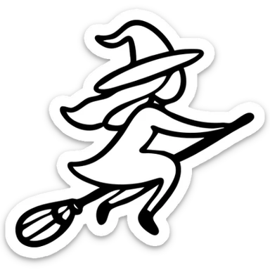 witch on a broom flying sticker