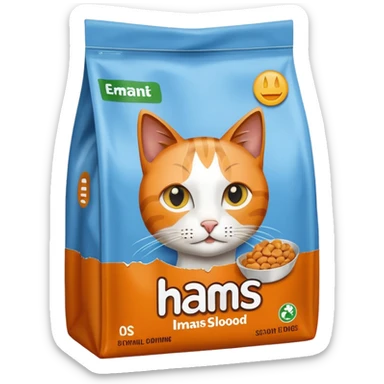 Iams, plastic bag, cat food sticker