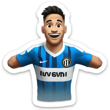 Lautaro Martinez celebrating a goal in Inter shirt sticker