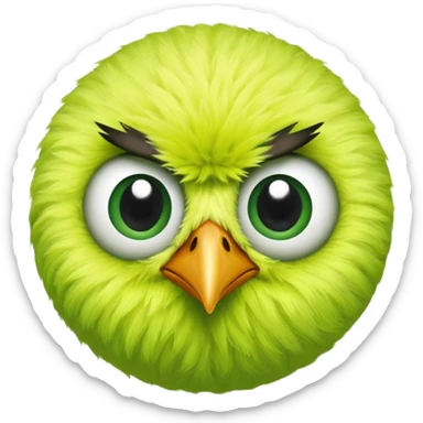 Tennis ball as a bird with big eyes looking opposite ways sticker