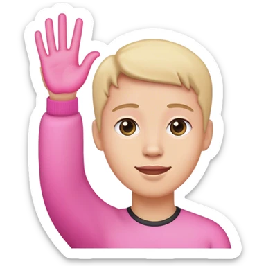 Pink hand waving  sticker