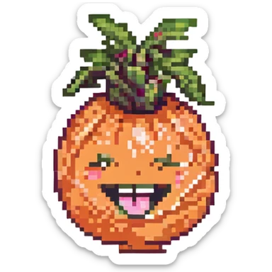 laughing radish, orange and pink, simple and clean sticker