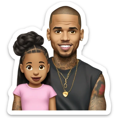 Hyper Realistic Chris Brown with daughter Royalty sticker