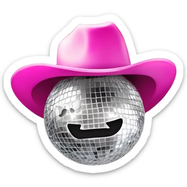 disco ball with pink cowboy hat sticker