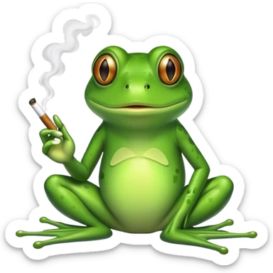 Fait moi un emoji qui ressemble à une grenouille qui fume de la beuh magique  sticker
