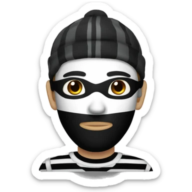 thief with black mask, white skin and a black and white striped shirt sticker
