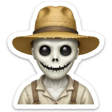 ghost farmer portrait, head and shoulders only, straw hat, spooky pale face, cracked skin, haunted vibe, 3D cartoon, mobile game icon style, clean background, no text, no watermark
 
 sticker