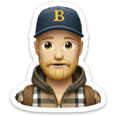 guy with white skin burberry cap and blonde beard sticker