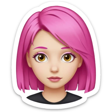 girl with bright pink hair but blonde eye brows sticker