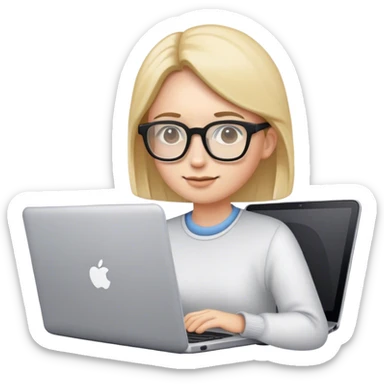An emoji of a person with a laptop wearing glasses sticker