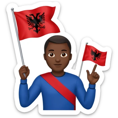 Black man holding albania flag sticker
