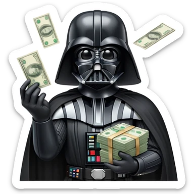 Darth Vader farting while money spreading and using the force  sticker