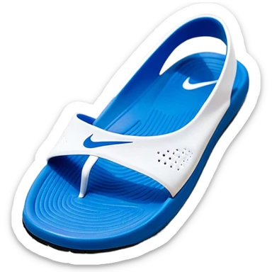 Акула с синими красотками nike на всех плавниках идёт по пляжу sticker