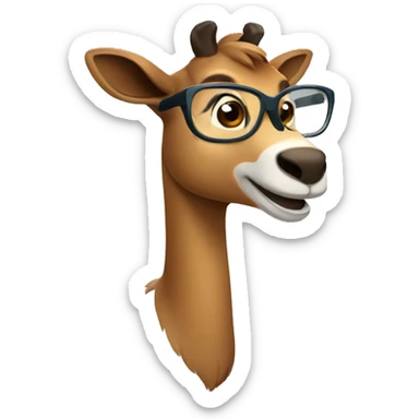 happy smart smiling brown chamois with glasses turn to left sticker