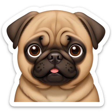 brown pug with black ears  sticker