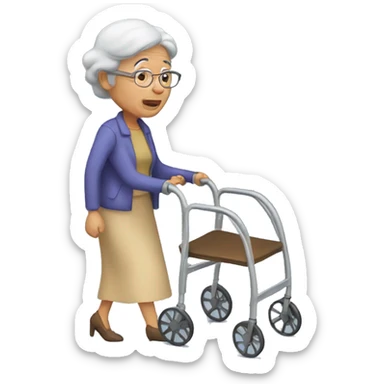 A grandma with a walker sticker