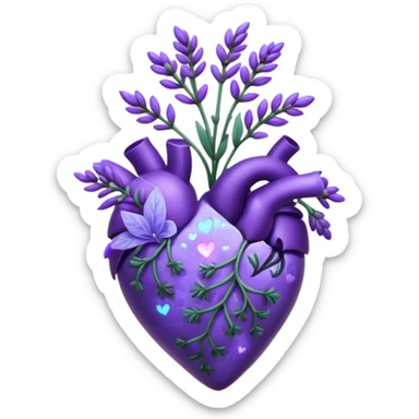 create a holographic lavender plant that wraps around a lavender colored heart sticker