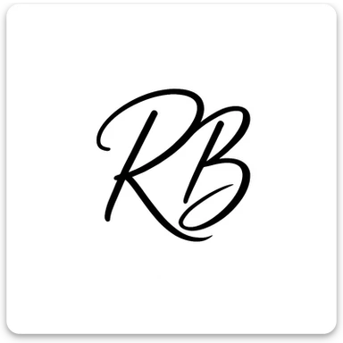 calligraphy initials RB, modern calligraphy, minimal style, profile icon, white background sticker