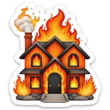 una casa quemandose sticker