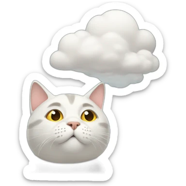 cat thinking something looking at cloud above sticker