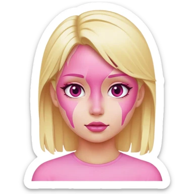 Blonde girl witn pink sticker
