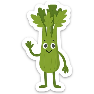 flat toon style anthropomorphic celery sticker