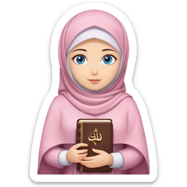 Turkish beautiful finish Konya girl blue eyes with hijab and Sakura dress have Quran  sticker