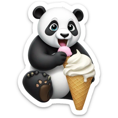 Panda eating ice cream sticker