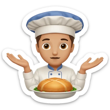 chef presenting a covered dish sticker