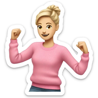 White Girl in pink sweater dancing sticker