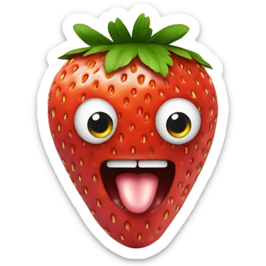 Strawberry with “x” eyes and tongue sticking out sticker