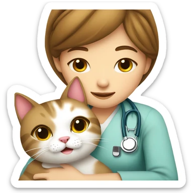 cat cuddles veterinarian girl sticker