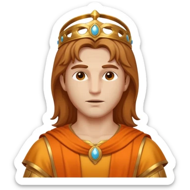 Mercury, Message God from Rome Mythology with long light brown hair , orange and gold outfit, sticker
