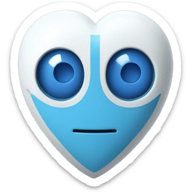 Blue and white robot heart sticker
