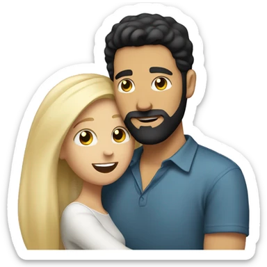 A white man with black hair and a black beard hugging a blonde woman sticker
