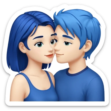 DARK Blue hair girl kissing blue hair boy sticker