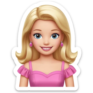 barbie wear pink dress sticker