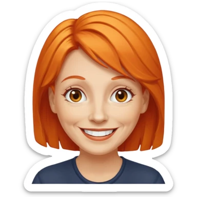 old adult female, orange hair sticker