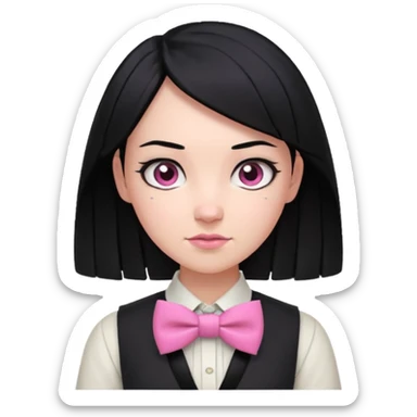 In A Clash Of Clans Aesthetic black hair woman with pink bowtie sticker