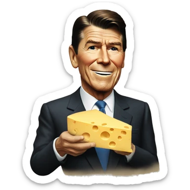 ronald reagan holding a block of cheese sticker