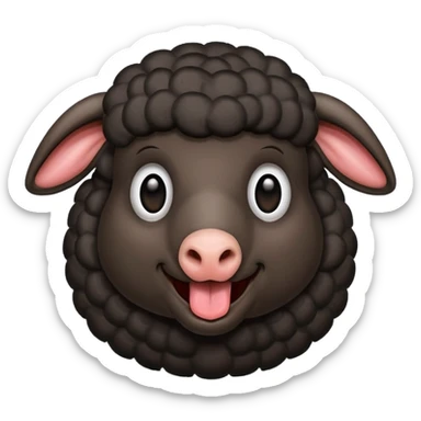 Oveja negra sacando la lengua en actitud de risas sticker