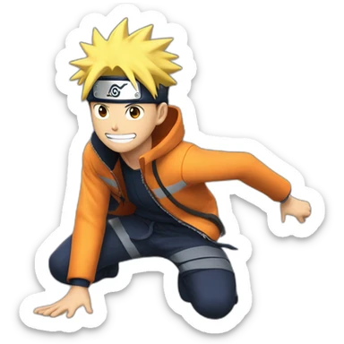 a photo of a naruto correndo de um homem aranha soltando teia sticker