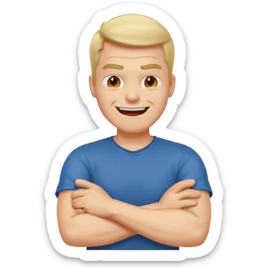 arms crossed around neck angry laughing guy sticker