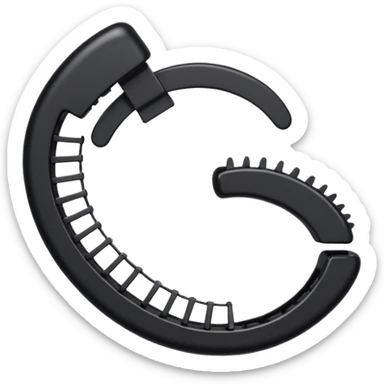 a curved hair accessory with teeth on both sides that hinge together, designed to secure hair in a vertical ponytail sticker