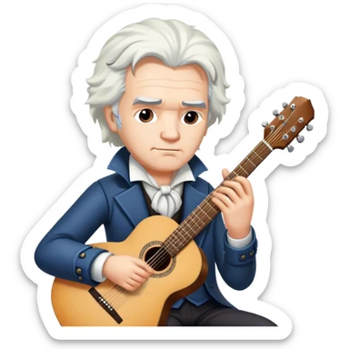 White haired Beethoven with guitar sticker
