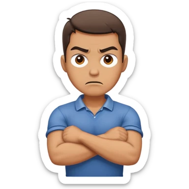 Angry guy crossed arms gripping around neck sticker