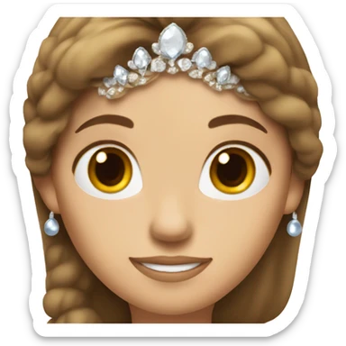 A women white skin brown hair princess on her head a tiara sticker