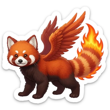 Red Panda-Red Fox-Braviray-Delphox-Fennekin-fusion-animal-hybrid-creature sticker