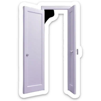 door ajar with intense white light streaming and glowing through the opening in a nearly black room, high contrast sticker