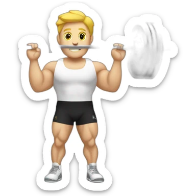 White Weightlifter with a barebell sticker